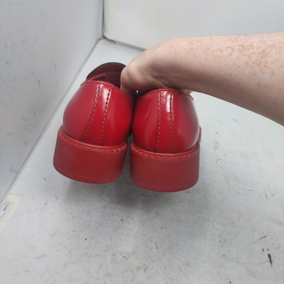 Prada Red Chocolate Brushed Leather Loafer - Picture 9 of 12